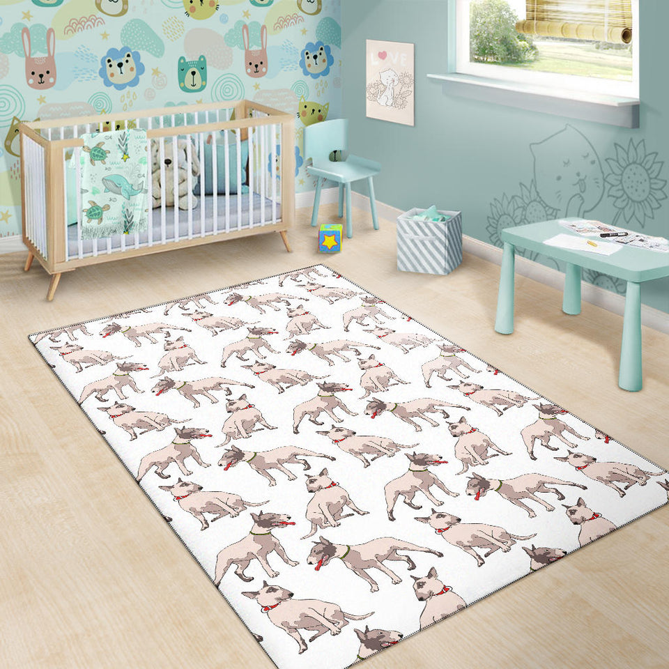 Bull Terrier Pattern Print Design 04 Area Rug