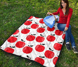 Red Apples White Background Premium Quilt