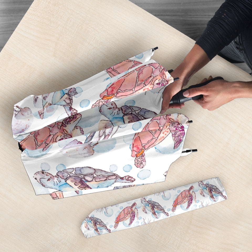 Watercolor Sea Turtle Jellyfish Pattern Umbrella