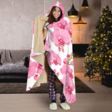 Pink Purple Orchid Pattern Background Hooded Blanket