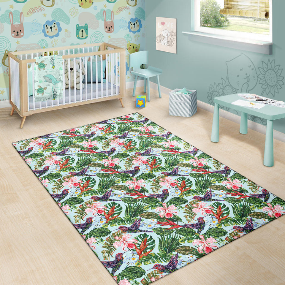 Hummingbird Pattern Print Design 05 Area Rug