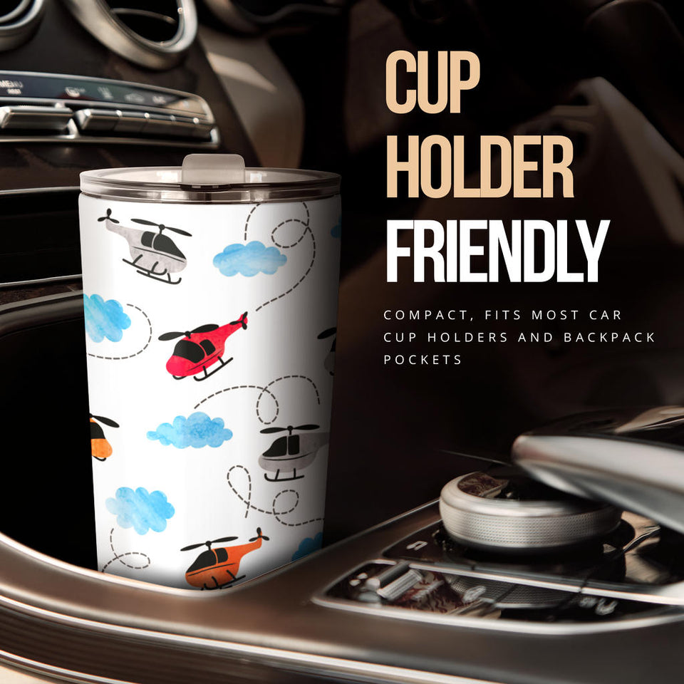 Watercolor Helicopter Cloud Pattern Tumbler