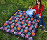 Pineapples Pattern Zigzag Background Premium Quilt