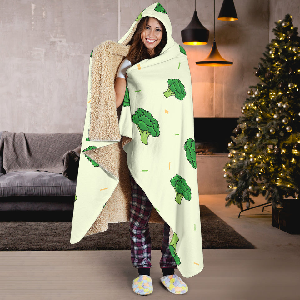 Broccoli Pattern Hooded Blanket