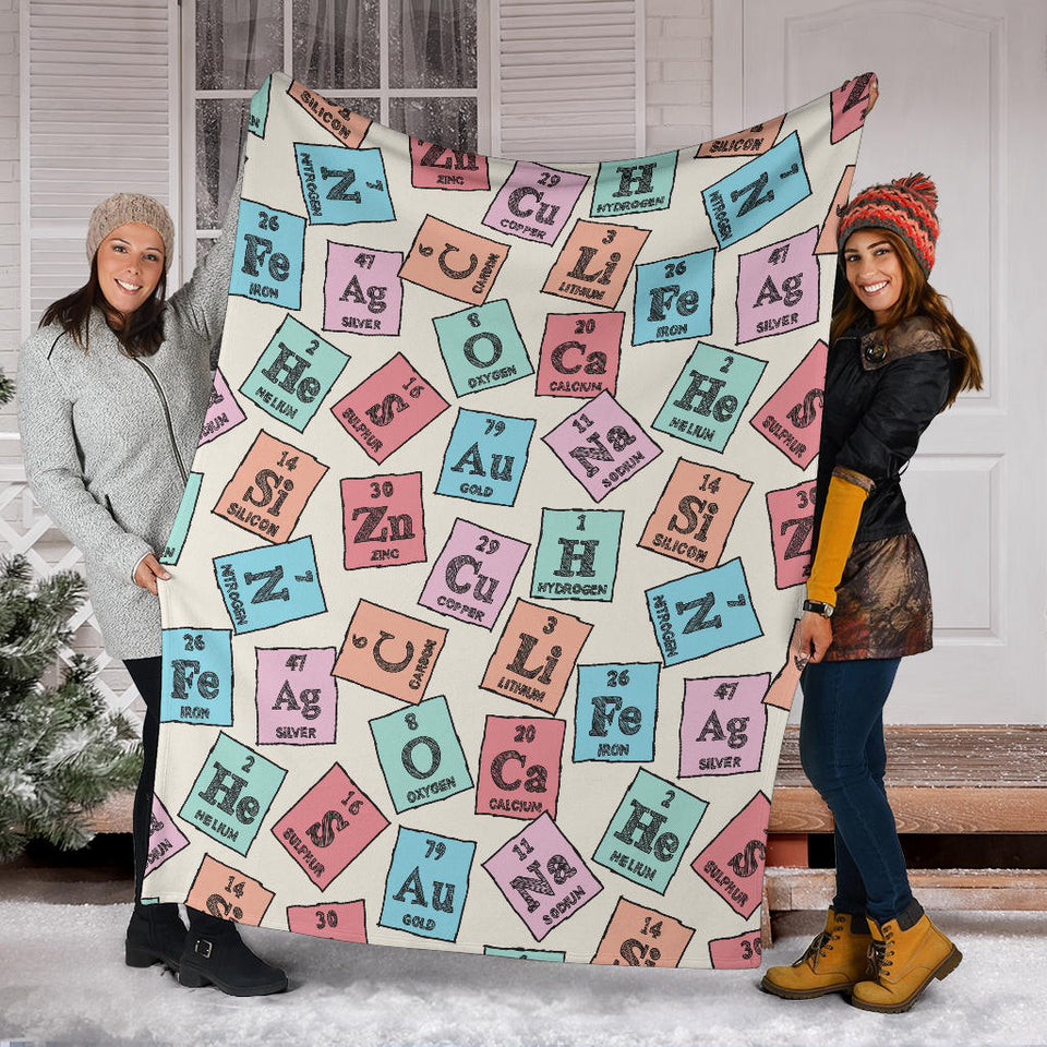 Chemistry Periodic Table Pattern Print Design 02 Premium Blanket