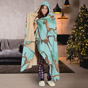 Monkey Palm Tree Background Hooded Blanket