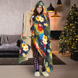 Colorful Parrot Flower Pattern Hooded Blanket
