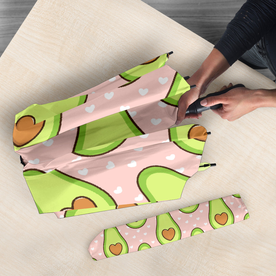 Avocado Heart Pink Background Umbrella