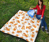 Brown Pomeranian Pattern Premium Quilt