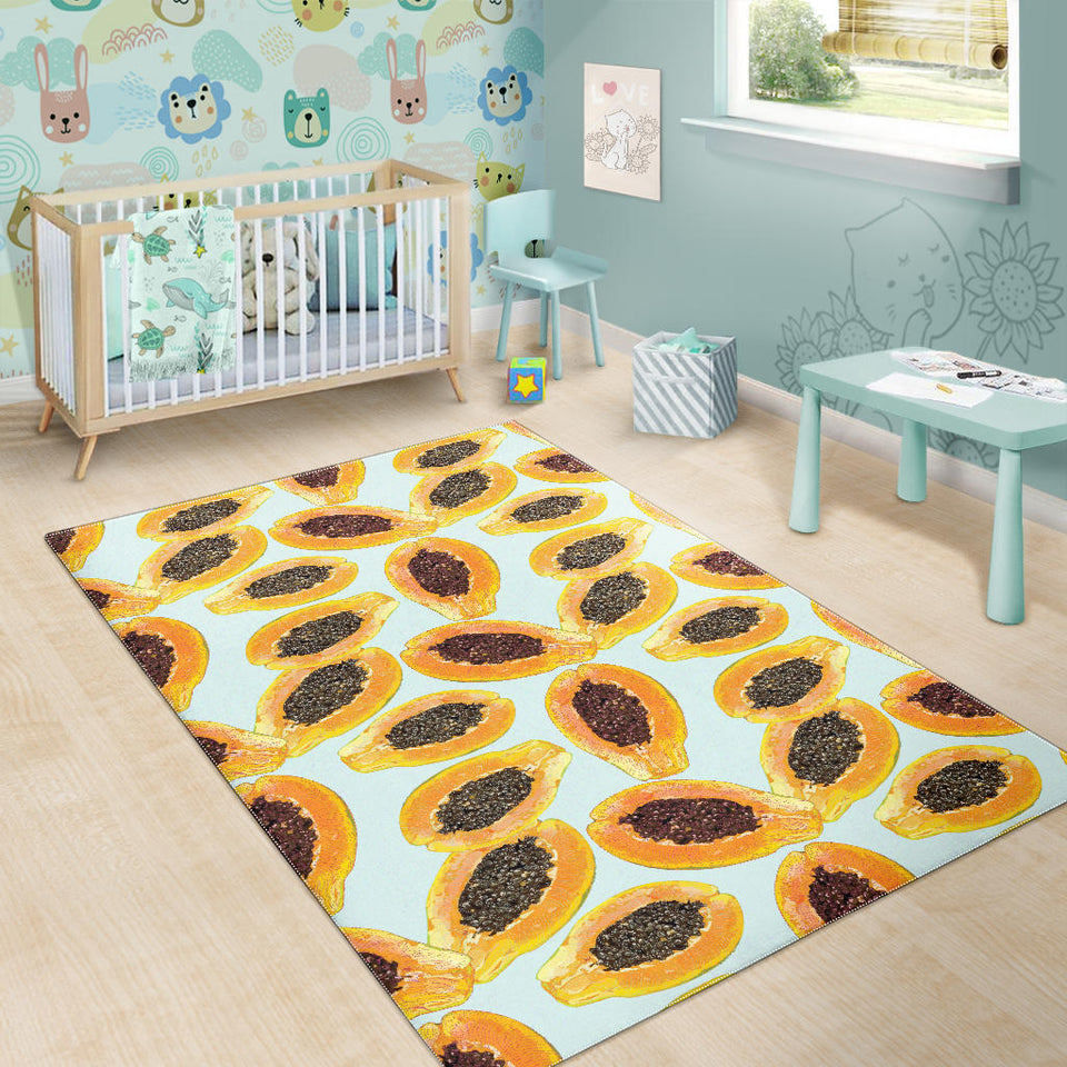 Watercolor Papaya Pattern Area Rug