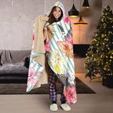 Colorful Orchid Flower Pattern Hooded Blanket