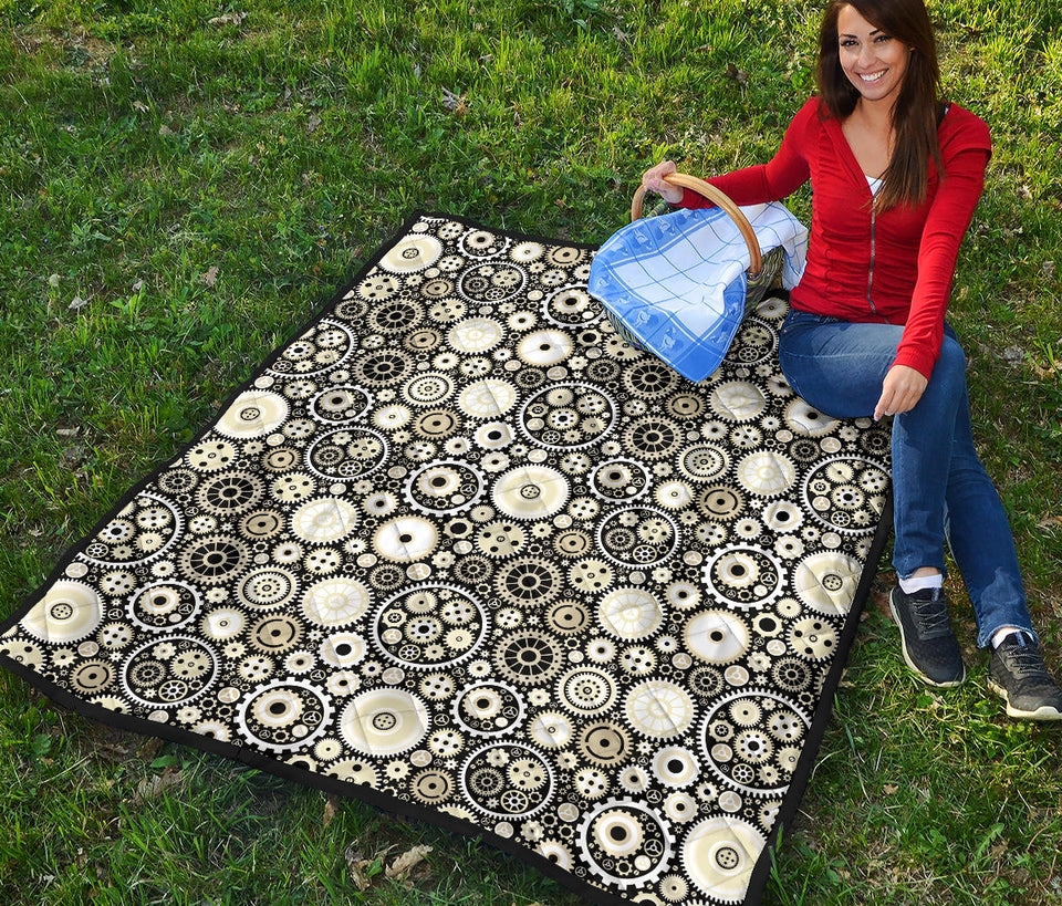 Gear Pattern Print Design 02 Premium Quilt