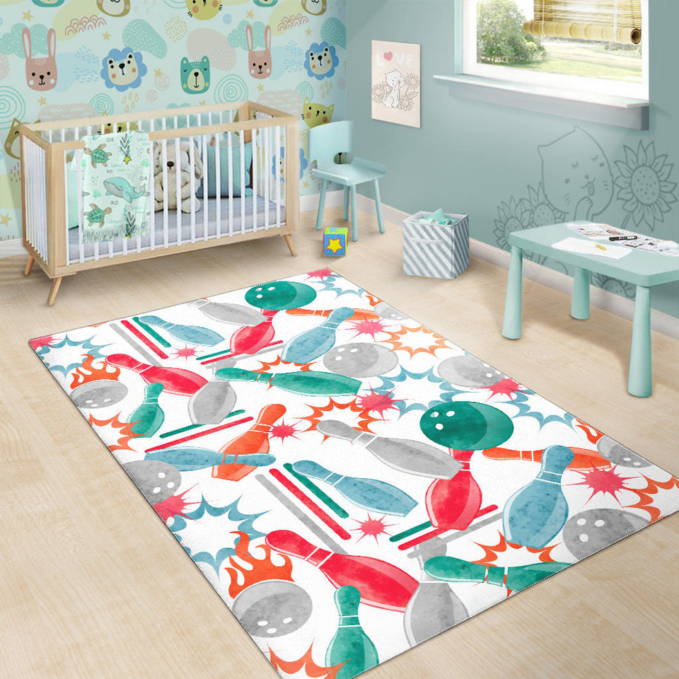 Watercolor Bowling Pattern Area Rug