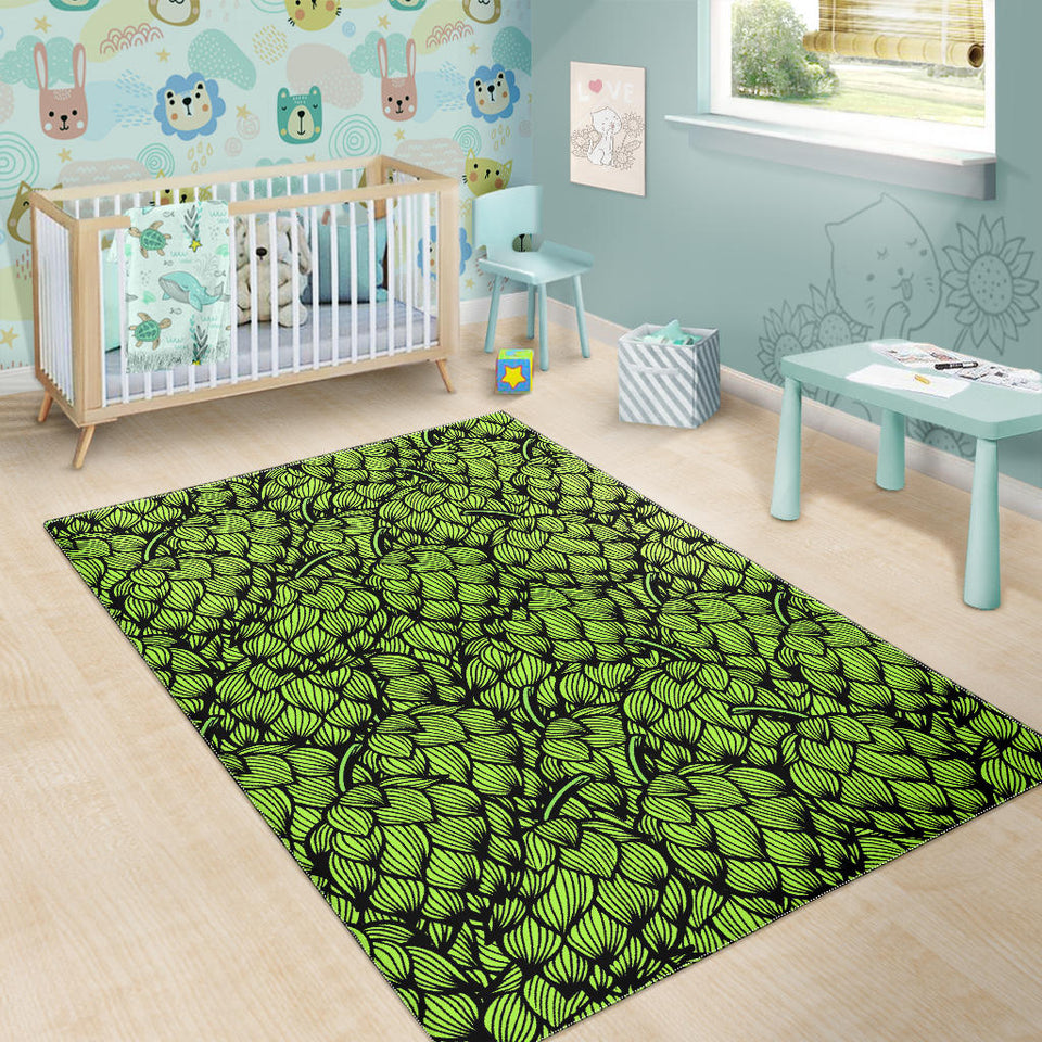 Green Hop Patternn Area Rug