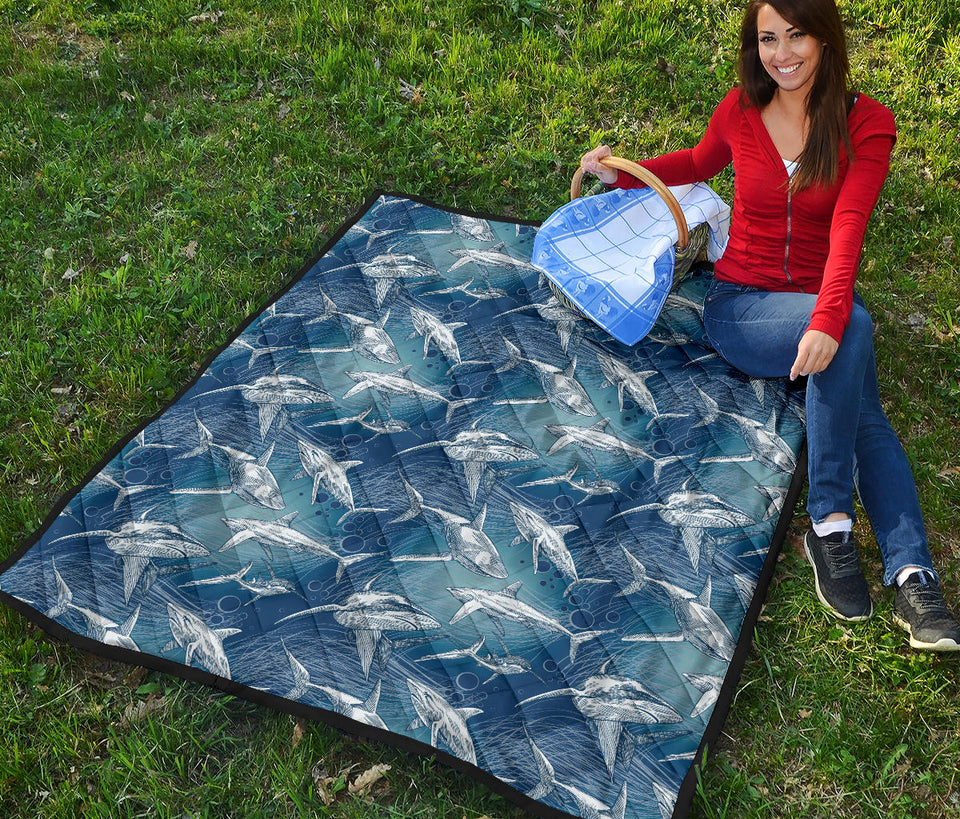Shark Hand Drawn Premium Quilt