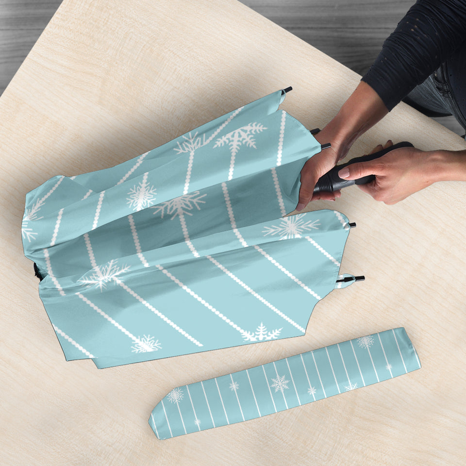 Snowflake Pattern Blue Stripe Background Umbrella