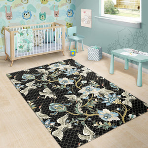 Japanese Crane Ornament Elements Area Rug