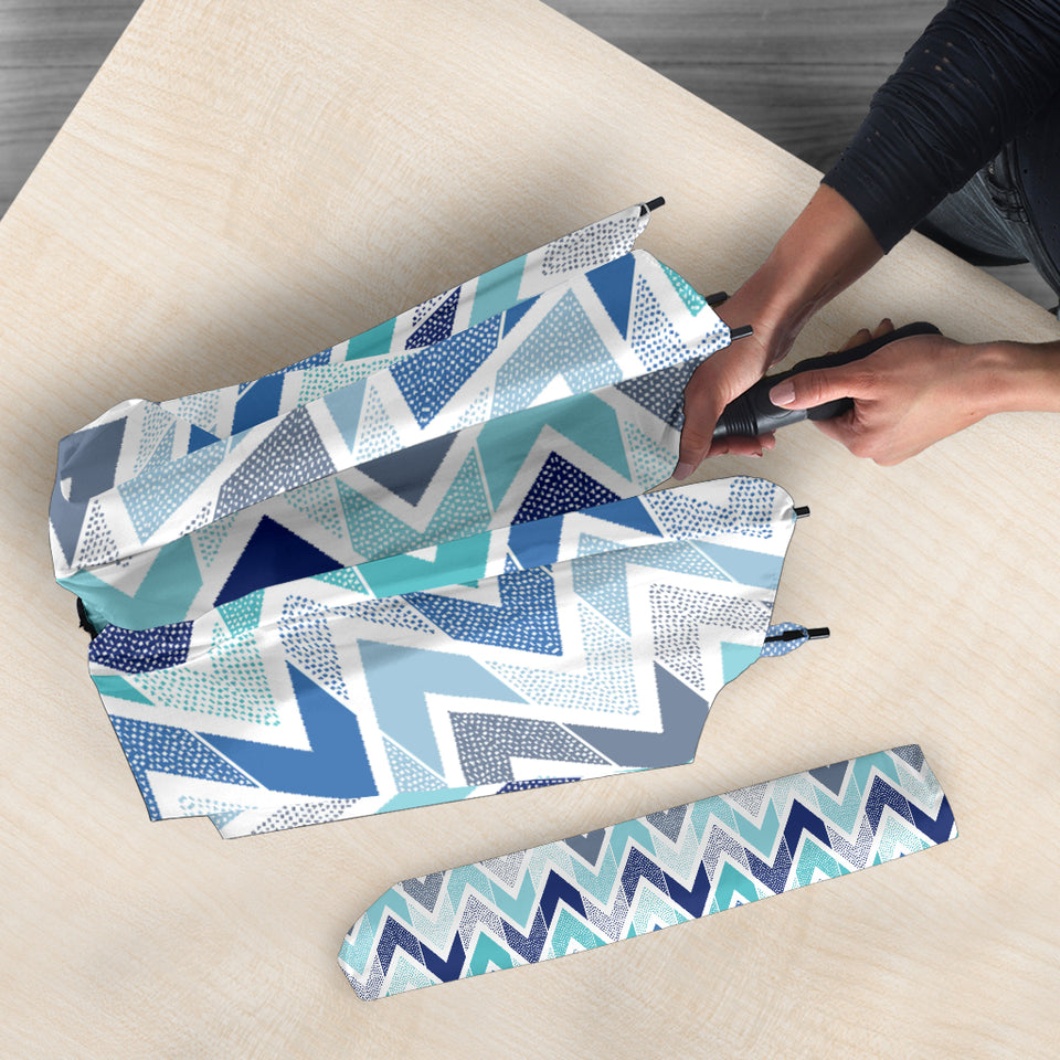 Zigzag  Chevron Blue Pattern Umbrella
