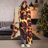 Fire Flame Dark Pattern Hooded Blanket