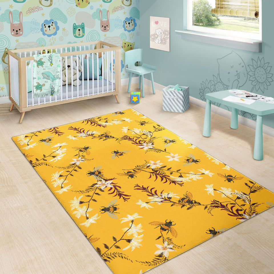 Bee Flower Pattern Area Rug