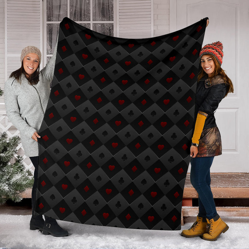 Casino Cards Suits Pattern Print Design 05 Premium Blanket