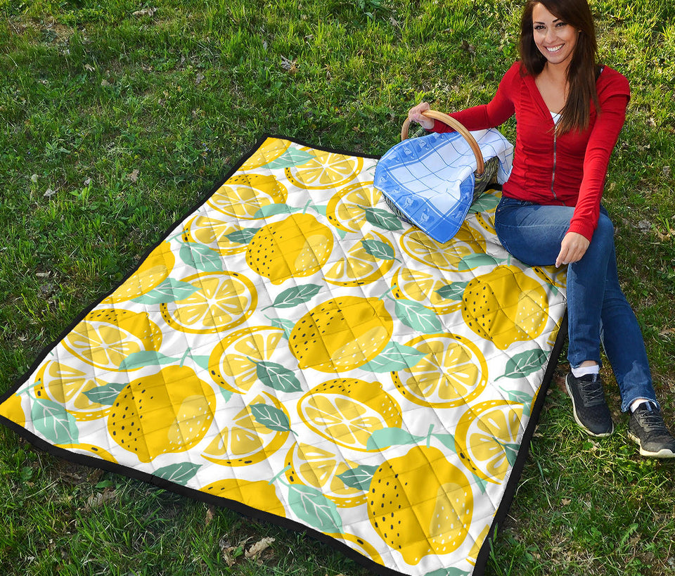 Lemon Design Pattern Premium Quilt