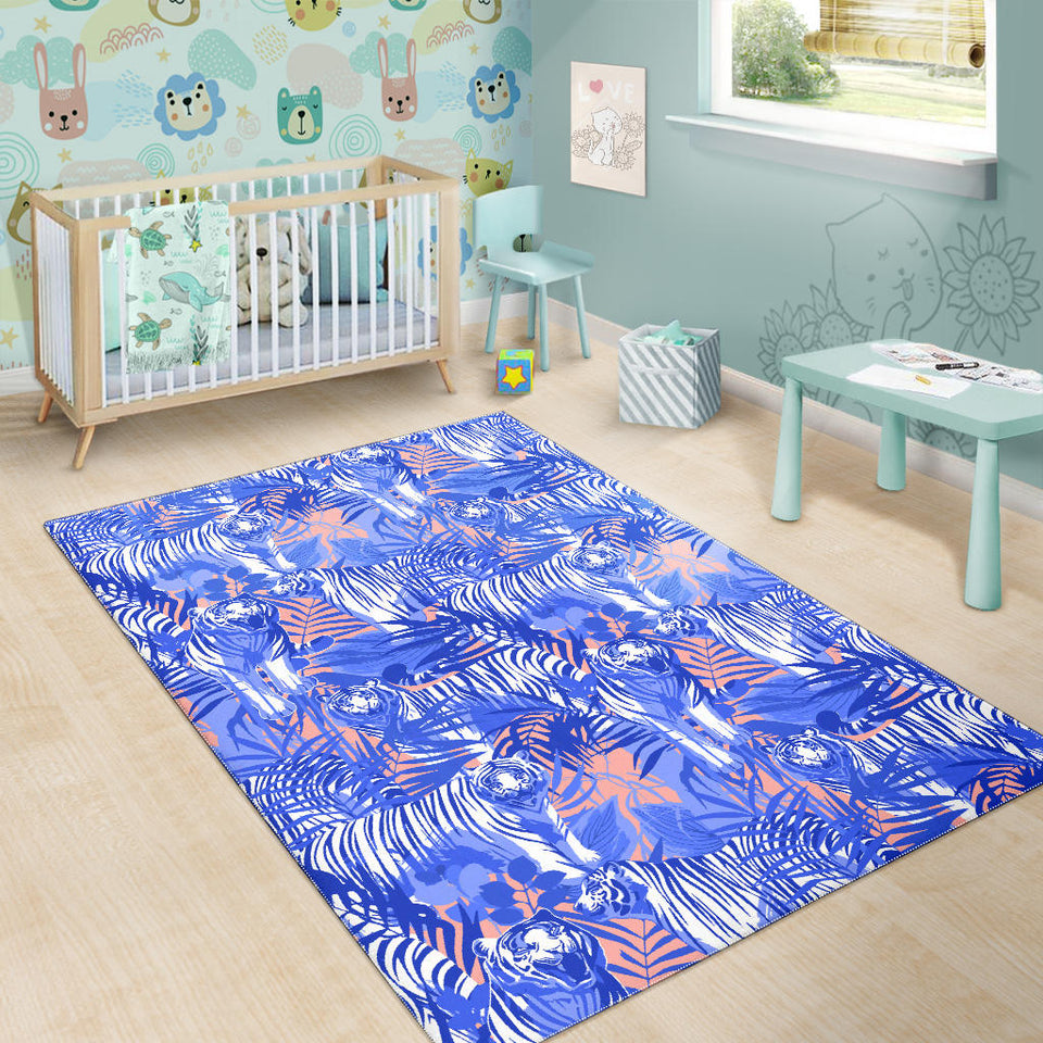 White Bengal Tigers Pattern Area Rug
