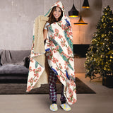 Peacock Tropical Flower Pattern Hooded Blanket