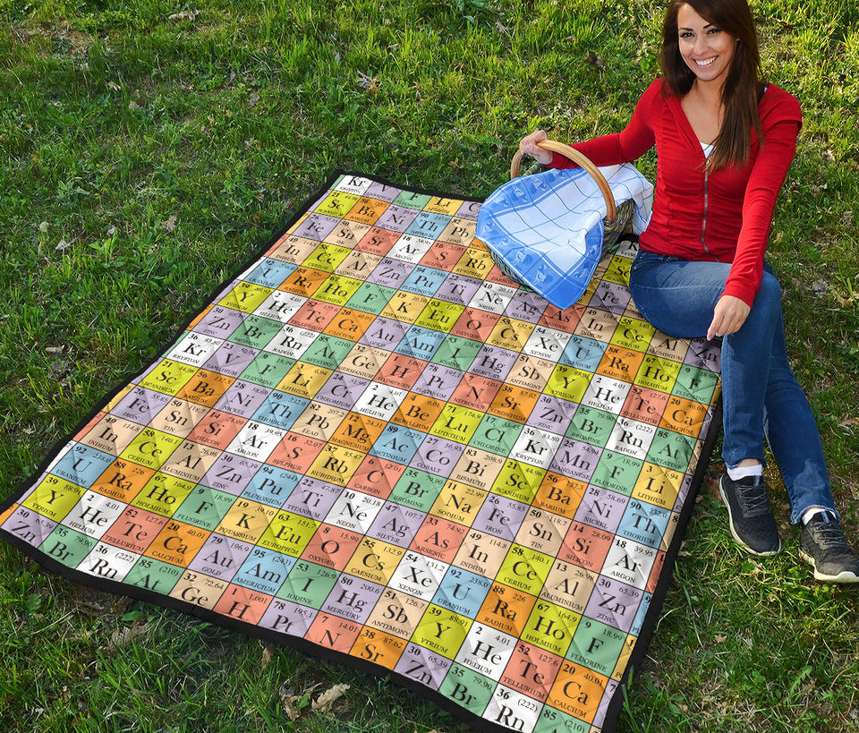 Chemistry Periodic Table Pattern Print Design 01 Premium Quilt