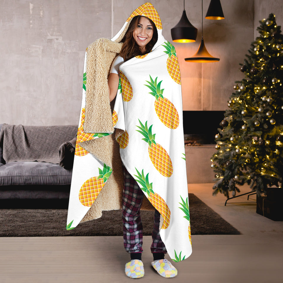 Pineapples Pattern Hooded Blanket