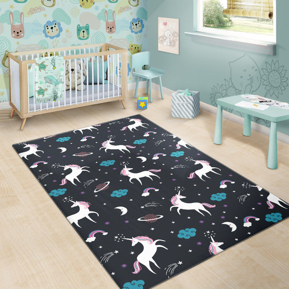 Unicorn Rainbows Moon Clound Star Pattern Area Rug