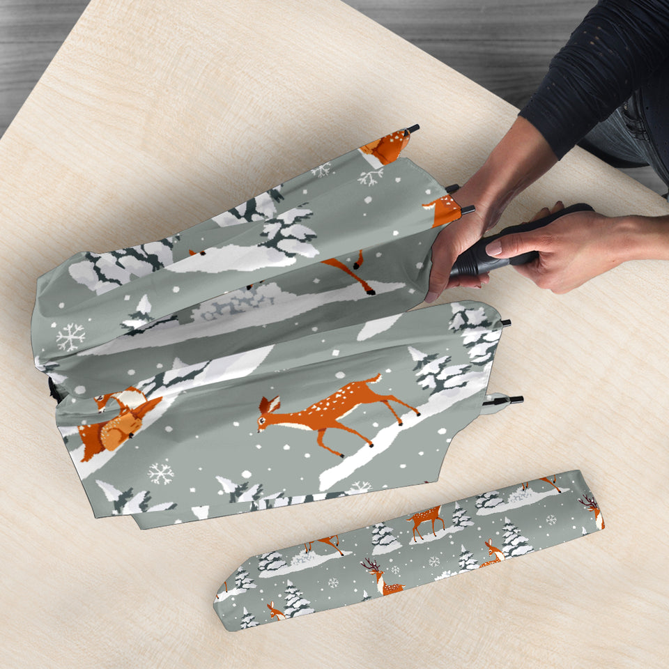 Beautiful Deers Winter Christmas Umbrella