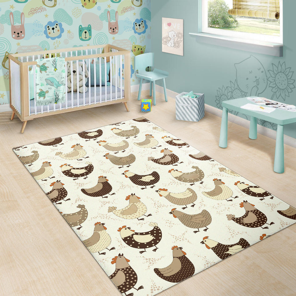 Cute Rooster Chicken Cock Area Rug