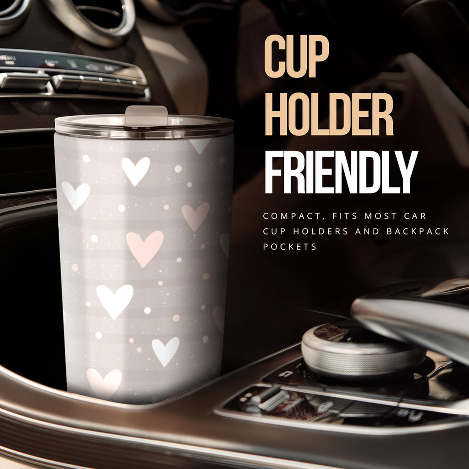 Heart Pattern Gray Background Tumbler