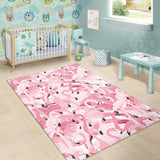Pink Flamingos Pattern Background Area Rug