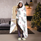 Watercolor Cute Rabbit Pattern Hooded Blanket