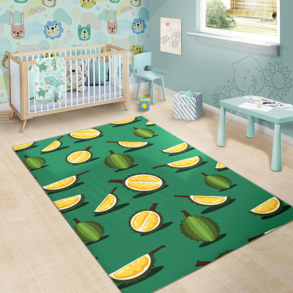 Durian Pattern Green Background Area Rug