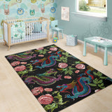 Dragons Flower Pattern Area Rug