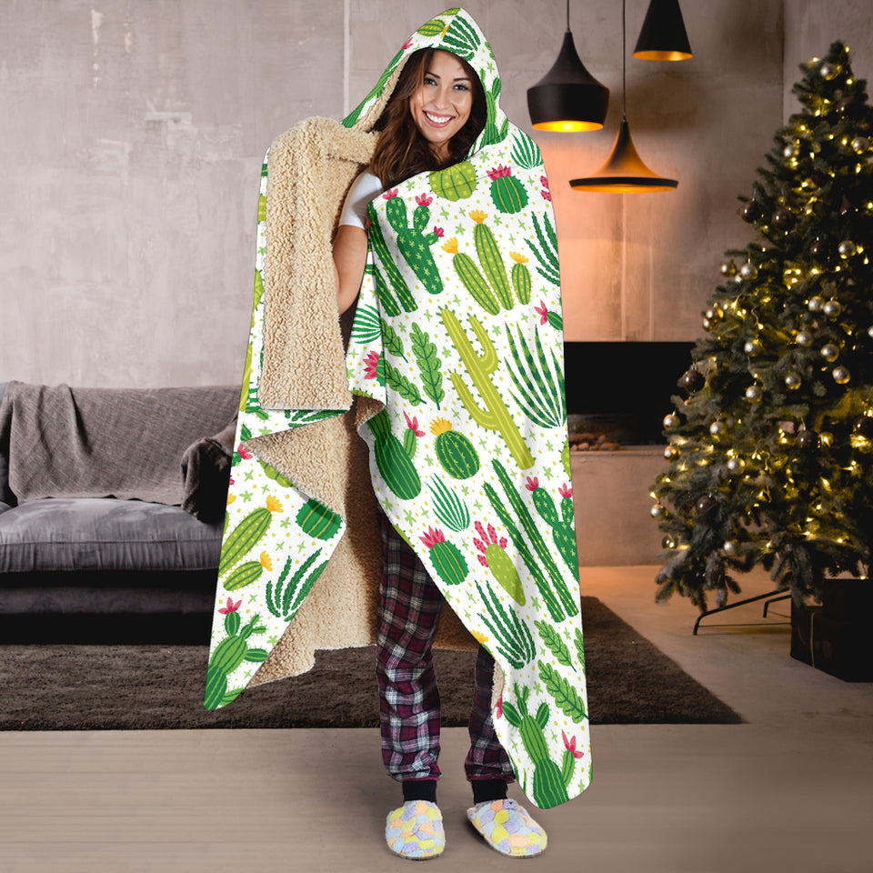 Cactus Pattern Hooded Blanket
