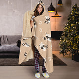 Cute Raccoon Heart Pattern Hooded Blanket