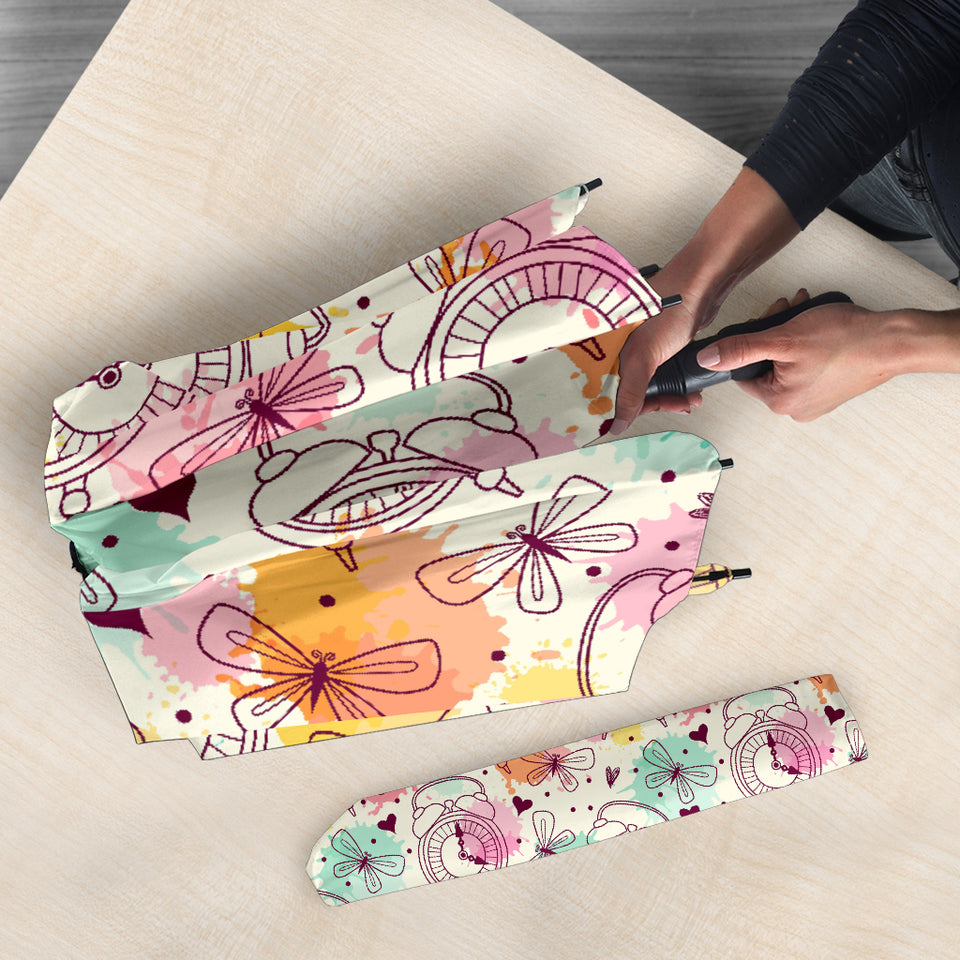 Clock Butterfly Pattern Umbrella