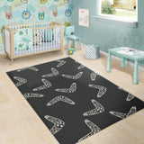 Hand Drawn Boomerang Australian Aboriginal Ornament Area Rug