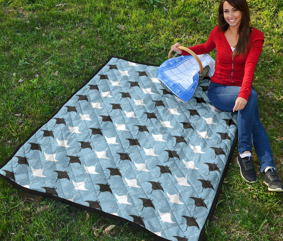 Stingray Pattern Print Design 03 Premium Quilt