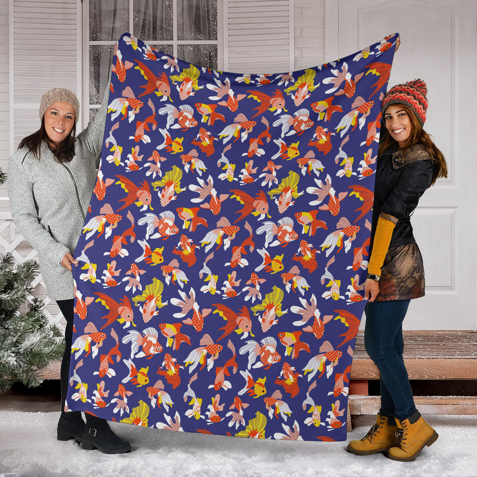 Goldfish Pattern Print Design 04 Premium Blanket