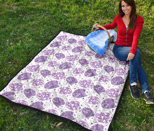 Hedgehog Pattern Print Design 05 Premium Quilt