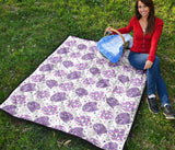 Hedgehog Pattern Print Design 05 Premium Quilt