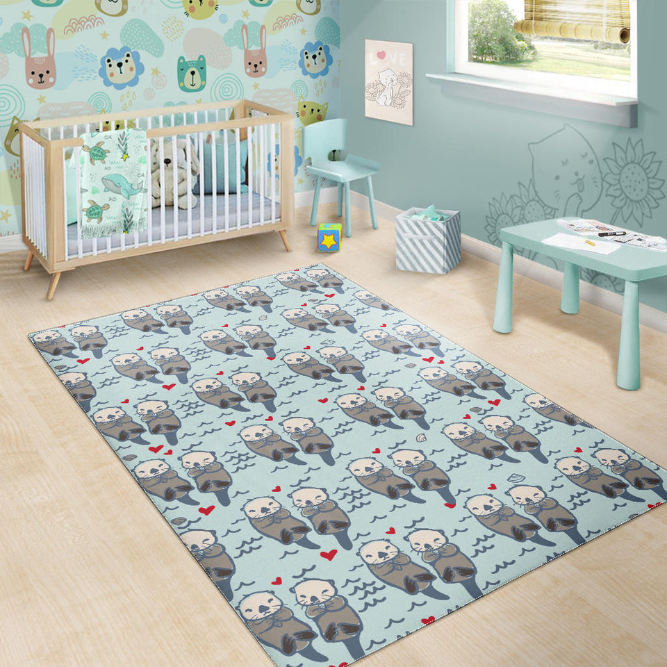 Lovely Sea Otter Pattern Area Rug