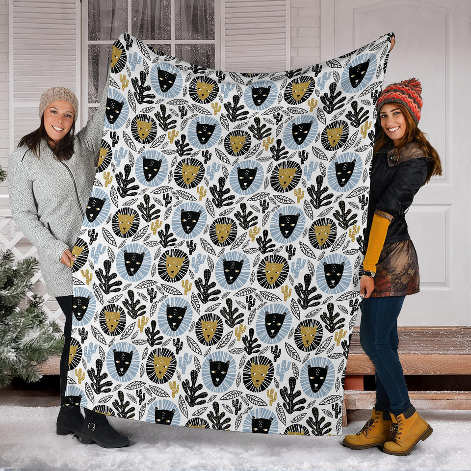 Lion Pattern Print Design 05 Premium Blanket