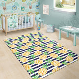 Pineapples Pattern Striped Background Area Rug