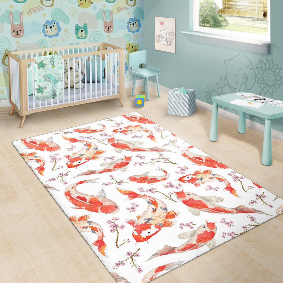 Watercolor Koi Fish Carp Fish Pattern Area Rug